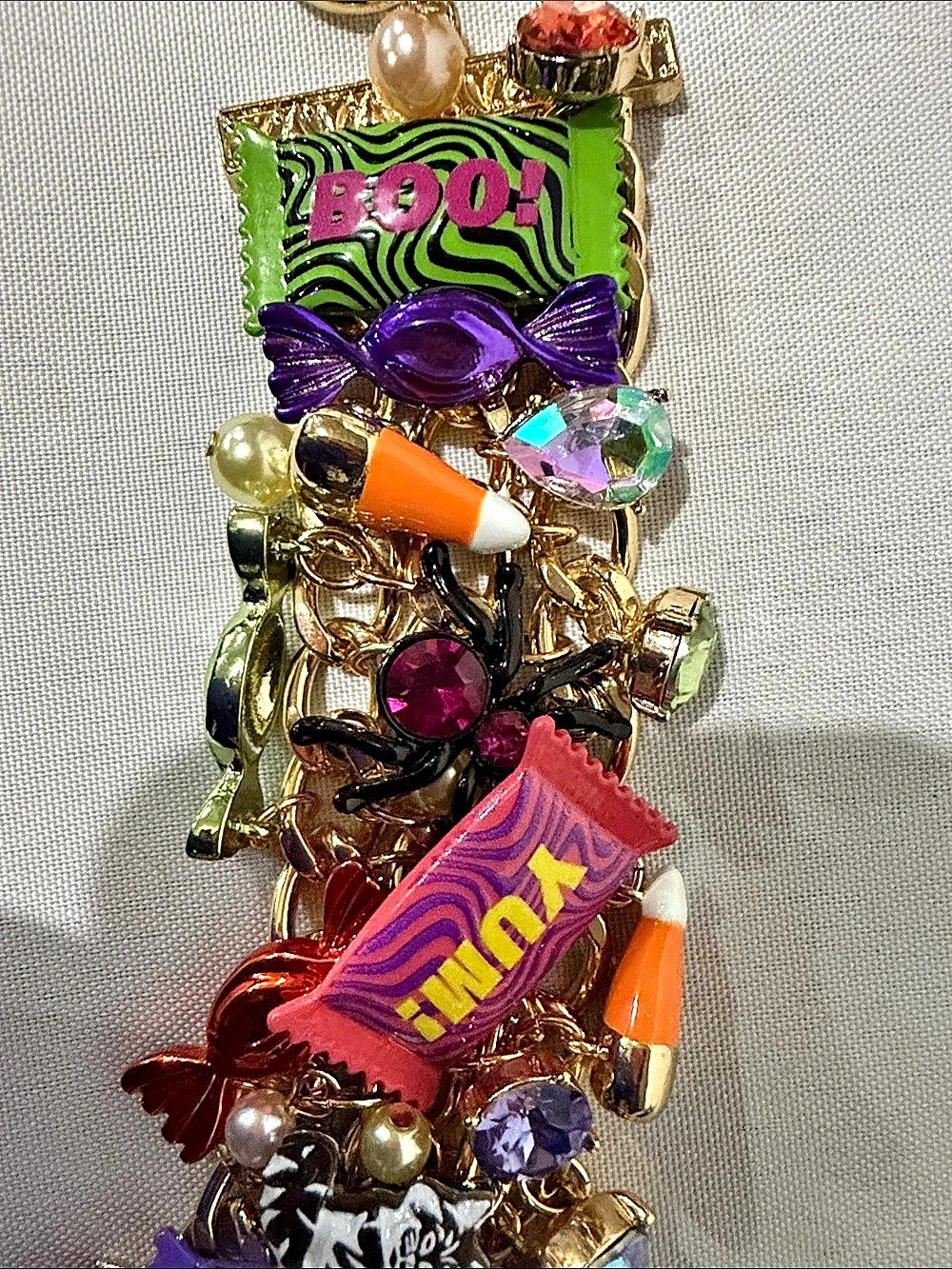 Betsey Johnson Glow in the Dark Halloween Candy Charm Bracelet NWT